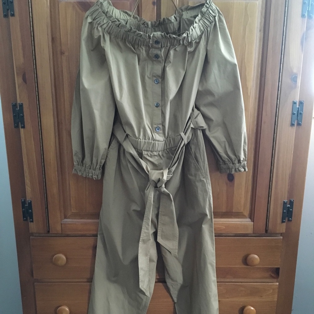 J CREW Black Label Brown Off-Shoulder Jumpsuit 4 - Picture 1 of 6
